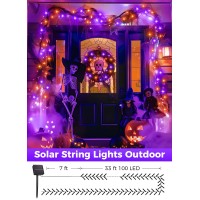 Minetom Solar Halloween Lights Outdoor 40Ft 100 Led Halloween String Lights With 8 Modes Halloween Decoration Outdoor Waterpr