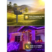 Minetom Solar Halloween Lights Outdoor 40Ft 100 Led Halloween String Lights With 8 Modes Black Wire Halloween Decoration Outd