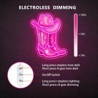 Zlooree Cowboy Boot With Hat Neon Signs For Wall Decor Led Pink Cowgirl Boot Neon Sign Pink Aesthetic Western Wall Art Cowboy