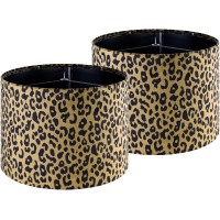 Goso Drum Leopard Lamp Shades For Table Lamps Set Of 2 Medium Yellow Polka Dots Fabric Diy Lampshades 13 Top X 13 Bottom X