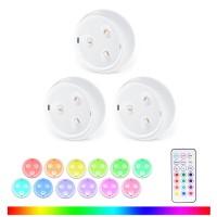 Qqlxst Puck Lights With Remote 13 Color Changeable Aaa Battery Operated Push Night Light Mini Color Changing Under Cabinet Li