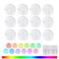 Qqlxst Puck Lights With Remote 13 Color Changeable Aaa Battery Operated Push Night Light Mini Color Changing Under Cabinet Li