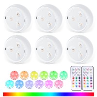 Qqlxst Puck Lights With Remote 13 Color Changeable Aaa Battery Operated Push Night Light Mini Color Changing Under Cabinet Li