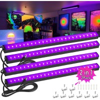 4 Pcs Led Black Light Bar 15W Usb Blacklight Strip Light For Glow Party Magnetic Black Light Strip Tube Portable Led Black Li