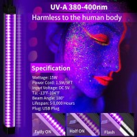 4 Pcs Led Black Light Bar 15W Usb Blacklight Strip Light For Glow Party Magnetic Black Light Strip Tube Portable Led Black Li