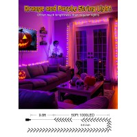 Brightown 50Ft 1000 Led Halloween String Lights Outdoor Orange And Purple Halloween Cluster Lights 8 Modes Waterproof Twinkle