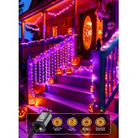 Brightown 50Ft 1000 Led Halloween String Lights Outdoor Orange And Purple Halloween Cluster Lights 8 Modes Waterproof Twinkle