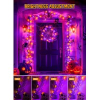 Brightown 50Ft 1000 Led Halloween String Lights Outdoor Orange And Purple Halloween Cluster Lights 8 Modes Waterproof Twinkle