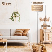 Momyofdy Boho Floor Lamp For Living Room Rattan Boho Lamps Farmhouse Modern Standing Lamp With Pull Chain Tall Floor Lamp For Be