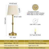 Roria 2 Pack Cordless Led Table Lamps With Touch Stepless Dimming Builtin 5000Mah Rechargeable Battery Bedroom Desk Lamp Bed