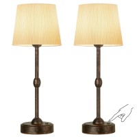 Roria 2 Pack Battery Powered Cordless Vintage Touch Table Lamps 5000Mah Battery Operated Lamps Rechargeable Portable Bedside L