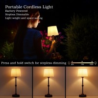 Roria 2 Pack Battery Powered Cordless Vintage Touch Table Lamps 5000Mah Battery Operated Lamps Rechargeable Portable Bedside L