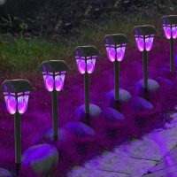 Dynaming Solar Purple Flame Torch Lights 9 Pack Outdoor Halloween Lights Flickering Flame Pathway Lights Solar Powered Auto On