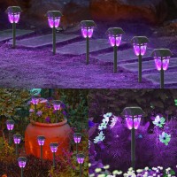 Dynaming Solar Purple Flame Torch Lights 9 Pack Outdoor Halloween Lights Flickering Flame Pathway Lights Solar Powered Auto On