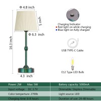 Roria Set Of 2 Led Cordless Table Lamps Portable Rechargeable 5000Mah Outdoor Table Lamp Touch Stepless Dimmable Battery Power