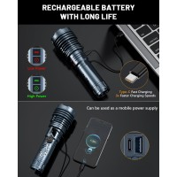 Rechargeable Flashlights 2000000 High Lumens Super Bright Led Flashlight Flash Light Powered By Battery25H Long Lifeholsterzo