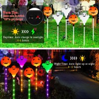 6 Pack Halloween Solar Lights For Halloween Decorations Outdoor 8 Modes Halloween Pumpkin Ghost Garden Stake Lights Waterproof