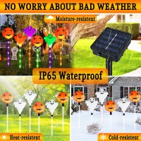 6 Pack Halloween Solar Lights For Halloween Decorations Outdoor 8 Modes Halloween Pumpkin Ghost Garden Stake Lights Waterproof