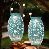 2 Pack Butterfly Solar Lanterns Gardening Gifts For Women Sister Mom Birthday Large Hanging Solar Lanterns Garden Decor For Pat