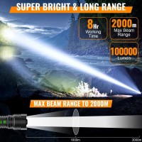 Led Rechargeable Flashlight 100000 High Lumens With Camping Lanterns 2000 Meters Long Beam Super Bright Led Flashlight Waterp