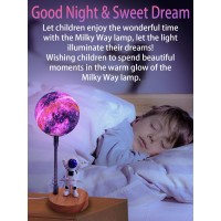 Wlhong Moon Lamp For Kids Space Buddy Lights With 7 Color Astronaut Night Light Usb Powered And Button Control 3D Moon Table Lam