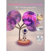 Wlhong Moon Lamp For Kids Space Buddy Lights With 7 Color Astronaut Night Light Usb Powered And Button Control 3D Moon Table Lam