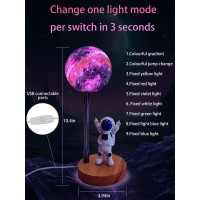 Wlhong Moon Lamp For Kids Space Buddy Lights With 7 Color Astronaut Night Light Usb Powered And Button Control 3D Moon Table Lam