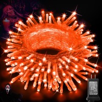 Knonew Orange Halloween Lights Indoor Outdoor 60Ft 180 Led String Light With 8 Lighting Modes Timer Memory Function Plug In For