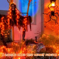 Knonew Orange Halloween Lights Indoor Outdoor 60Ft 180 Led String Light With 8 Lighting Modes Timer Memory Function Plug In For