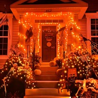 Knonew Orange Halloween Lights Indoor Outdoor 60Ft 180 Led String Light With 8 Lighting Modes Timer Memory Function Plug In For