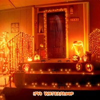 Knonew Orange Halloween Lights Indoor Outdoor 60Ft 180 Led String Light With 8 Lighting Modes Timer Memory Function Plug In For