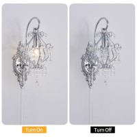 Fetason Plug In Silver Wall Sconces Set Of 2 Pack Vintage Crystal Wall Sconce Indoor Wall Lighting Fixture Wall Mount Lamp For