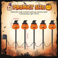 Ruqilen Halloween Pumpkin Pathway Solar Lights Set Of 5 Orange Halloween Pumpkin Stake Lights Stake String Lights Halloween Ou