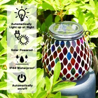 Nomoluke Mosaic Red Solar Lanterns Outdoor Glass Hanging Lights Waterproof Solar Table Lamps Night Lights Decoration For Ga