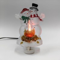 Huazhqing Snowmen Couple Marshmallow Night Light Plug Into Wall With On Off Switch C26 Flicker Flame Bulb Nite Lights Home Deco