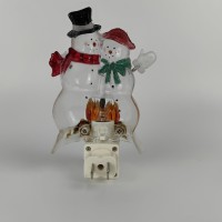 Huazhqing Snowmen Couple Marshmallow Night Light Plug Into Wall With On Off Switch C26 Flicker Flame Bulb Nite Lights Home Deco