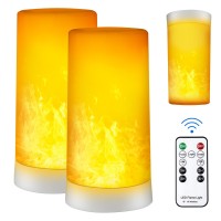 Led Flame Effect Light Upgraded Flame Lamp 4 Modes Usb Rechargeable Fire Lights With Remote Timer Waterproof Pillar Flickeri