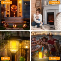 Led Flame Effect Light Upgraded Flame Lamp 4 Modes Usb Rechargeable Fire Lights With Remote Timer Waterproof Pillar Flickeri