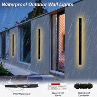 Gremlbuk 39Inch Modern Outdoor Wall Lights Black Led Exterior Light Fixtures Wall Mount 3000K Porch Lights Wall Sconce Long L