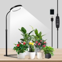 Yeoleh Grow Lights For Indoor Plants 6000K White Led Full Spectrum Gooseneck Plant Lamp With Dimmable Height Adjustable For M