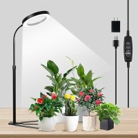 Yeoleh Grow Lights For Indoor Plants 6000K White Led Full Spectrum Gooseneck Plant Lamp With Dimmable Height Adjustable For M