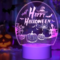 Linkax Halloween Decorations Indoor Kids Night Lights Pumpkin Halloween 3D Illusion Nightlight Lamp With 3 Colors Changing Hal