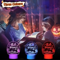 Linkax Halloween Decorations Indoor Kids Night Lights Pumpkin Halloween 3D Illusion Nightlight Lamp With 3 Colors Changing Hal