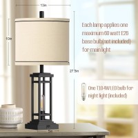 Rottogoon 275 Tall Farmhouse Table Lamps With Usb C Usb A Charge Ports Rustic Living Room Lamps Set Of 2 Black Industrial E