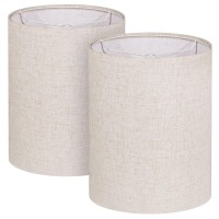 Tall Lamp Shades Set Of 2 10 Top X 10 Bottom X 13 High Large Drum Lampshades For Table Lamps Floor Lamp Beige Line Fabri