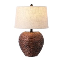 Jonathan Y Jyl6501B Alaro 245 Farmhouse Coastal Water Hyacinth Basket Led Table Lamp For Bedroom Living Room Office Dark B