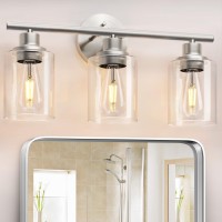 Weyderk Bathroom Light Fixtures 3 Light Bathroom Vanity Light With Clear Glass Shades Ul Certification E26 Base Brushed Ni