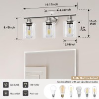 Weyderk Bathroom Light Fixtures 3 Light Bathroom Vanity Light With Clear Glass Shades Ul Certification E26 Base Brushed Ni