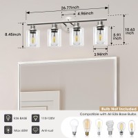 Weyderk 4 Light Vanity Light Brush Nickel Bathroom Light Fixtures With Clear Glass Shades Ul Certification E26 Base 4 Light