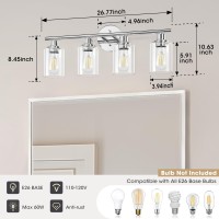 Weyderk Chrome Vanity Light 4 Light Bathroom Light Fixture With Clear Glass Shades Ul Certification E26 Base Chrome Vanity